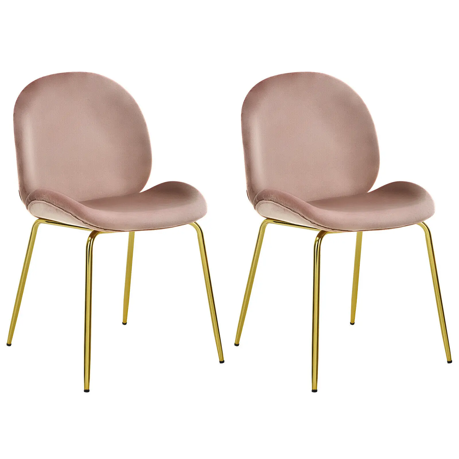 

Costway Set of 2 Velvet Accent Chairs Dining Side Chairs w/Gold Metal Legs Pink HU10051PK-2