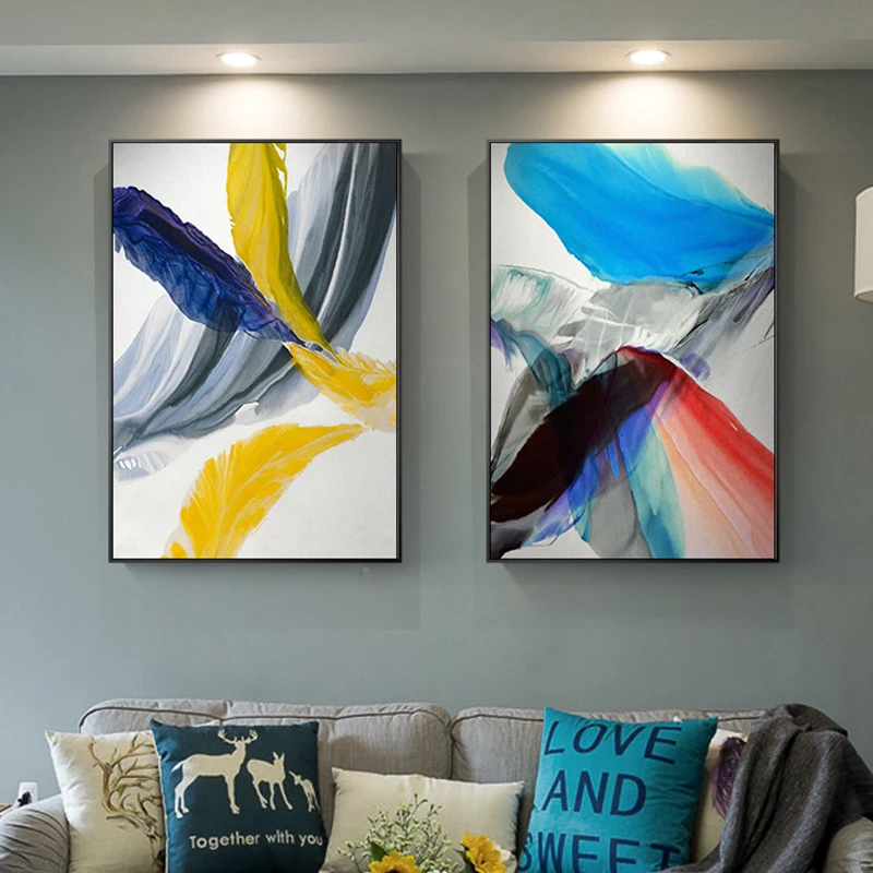 Современные абстрактные перья надежды красочные HD холст картины принты и