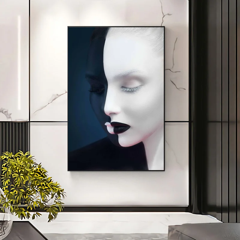 

Abstract Portrait Painting Black And White Faces Art Canvas Pictures For Living Room Wall Art Poster No Frame Home Decor Unframe