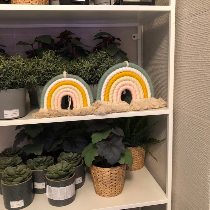 

5 Lines Macrame Rainbow Hanging Ornament DIY Rope Handmade Woven Wall Decor Baby Girls Room Decor Home Nursery Decor