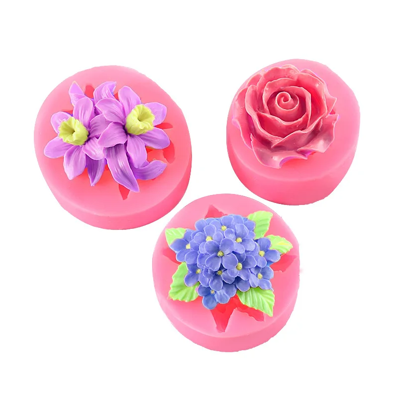 1/3pcs set Rose Lily Flower Silicone Fondant Molds Chocolate Cake Decorating Tools Sugarcraft Gumpaste Bakeware Resin Aroma mold | Дом и сад