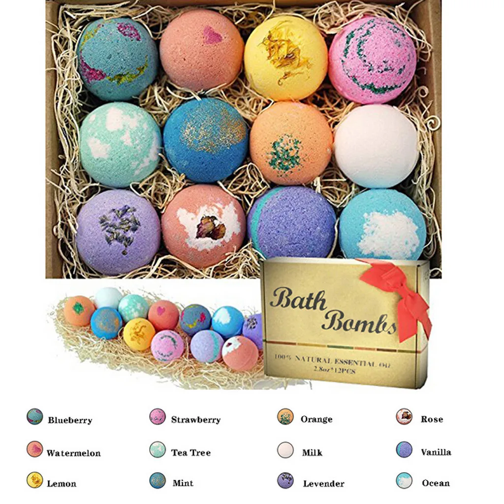 

12PCS Organic Bath Salt Body Essential Oil Bath Ball Natural Bubble Bath Bombs Ball Skin Whiten Relax Stress Relief Shower Bombs