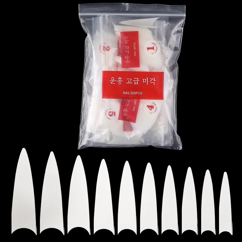 500 шт. остроконечные кончики для ногтей на шпильках Ложные накладные ногти