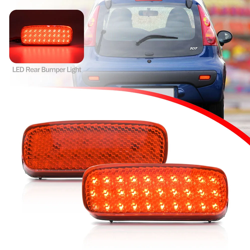 

2Pcs Led Rear Bumper Reflector Lights Car Tail Lamp For Peugeot 107 206 607 2005-2012 Fiat Scudo 2007-up Citroen C1 C5 05-08