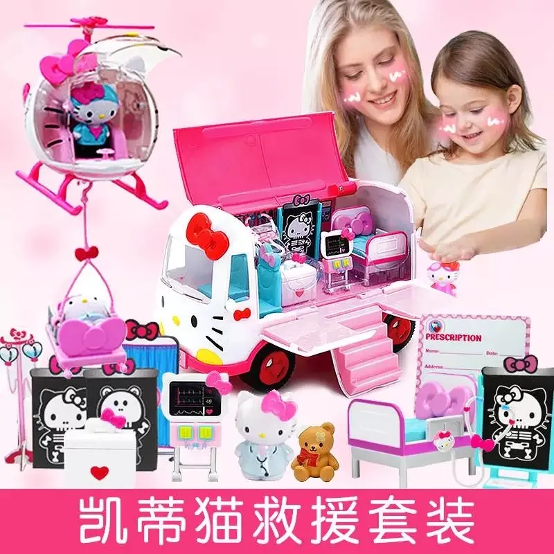 Оригинальная Аниме Кукла Hello Kitty самолёт автобус спасательная коробка Детские