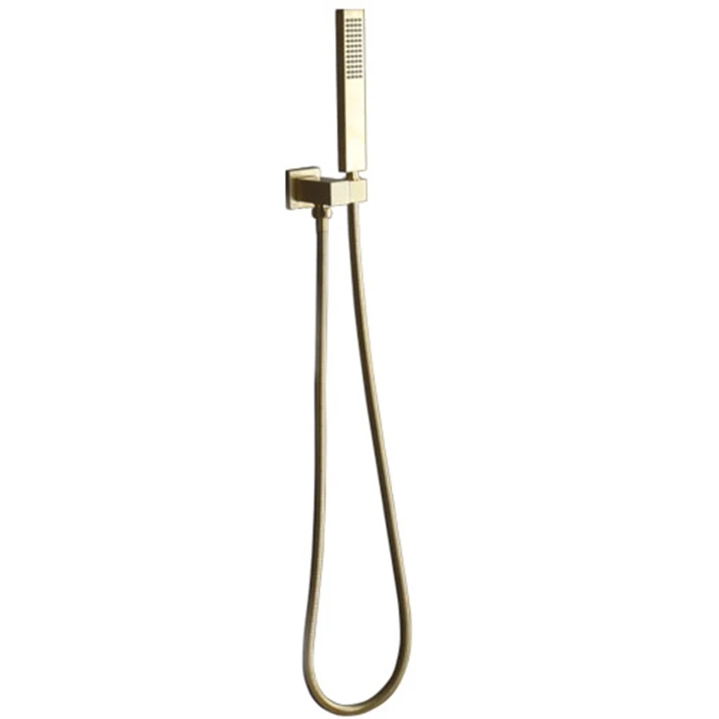

Brushed Gold Solid Brass Hand Held Shower Square Handheld Shower Head Gold Hand Shower Sprayer High Quality