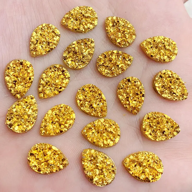 Golden Flash AB Mineral Surface Resin Rhinestone Flat Backstone DIY Wedding Decoration Crafts Decoration Accessories-50pcs/lot