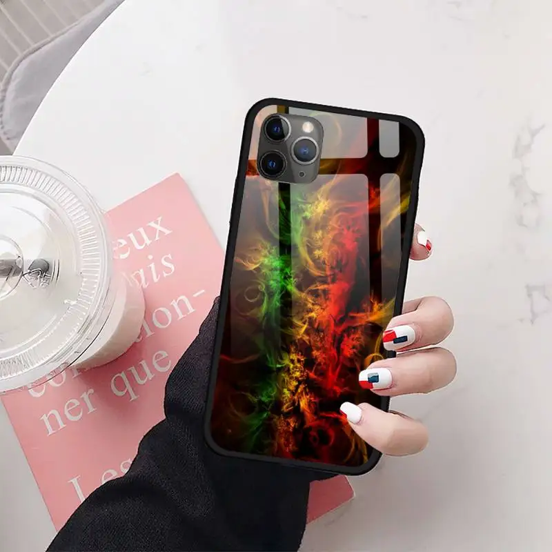 

Aesthetic colorful flame Phone Case Tempered glass For iphone 11 12 PRO MAX X XS XR 5C 6 6S 7 8 plus