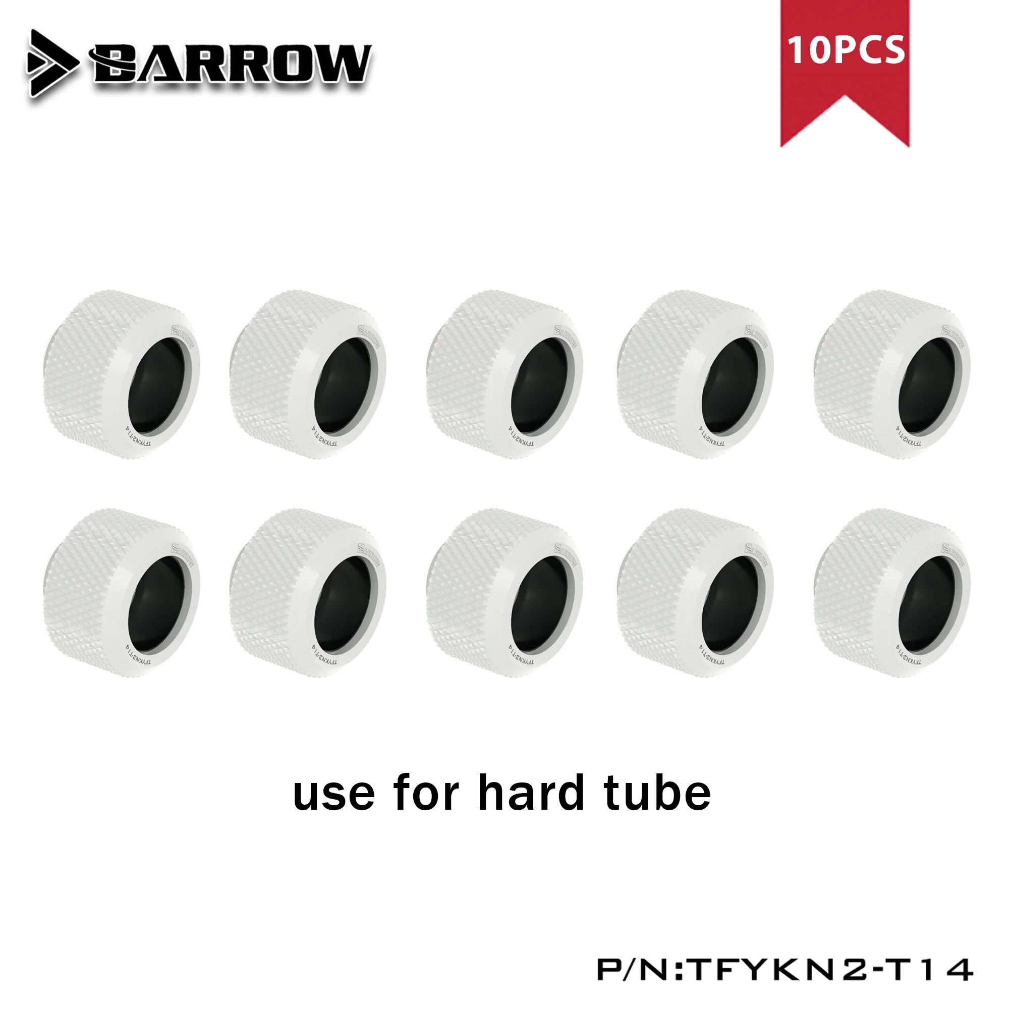 

Anti-Off Tpye Hard Tube Fitting Barrow Adapter Suitable For OD14mm / OD16mm Rigid Pipe Water Cooling, 10pcs, TFYKN2-T14/16