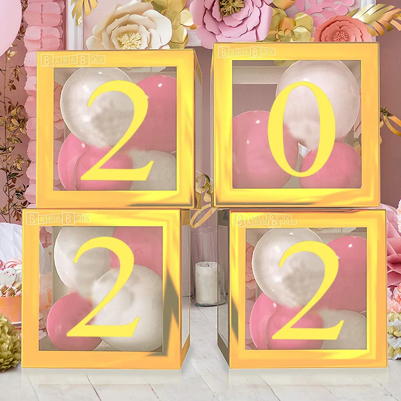 

2022 Party Decoration Balloon Box GRAD Graduation box Photo 2022 Black White Gold Christmas Decor Merry Christmas