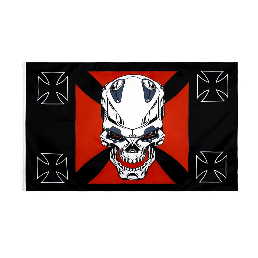 

90x150cm Machine Skull bone flag