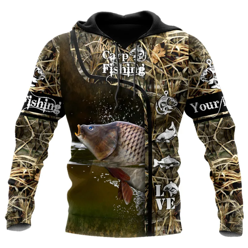 

New product fashion men's carp fishing 3D printed autumn hoodie/sweatshirt unisex casual pullover zipper hoodie streetwear S-5XL