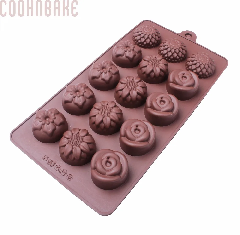 COOKNBAKE цветок силиконовые формы шоколада 15 полости кубика льда конфеты
