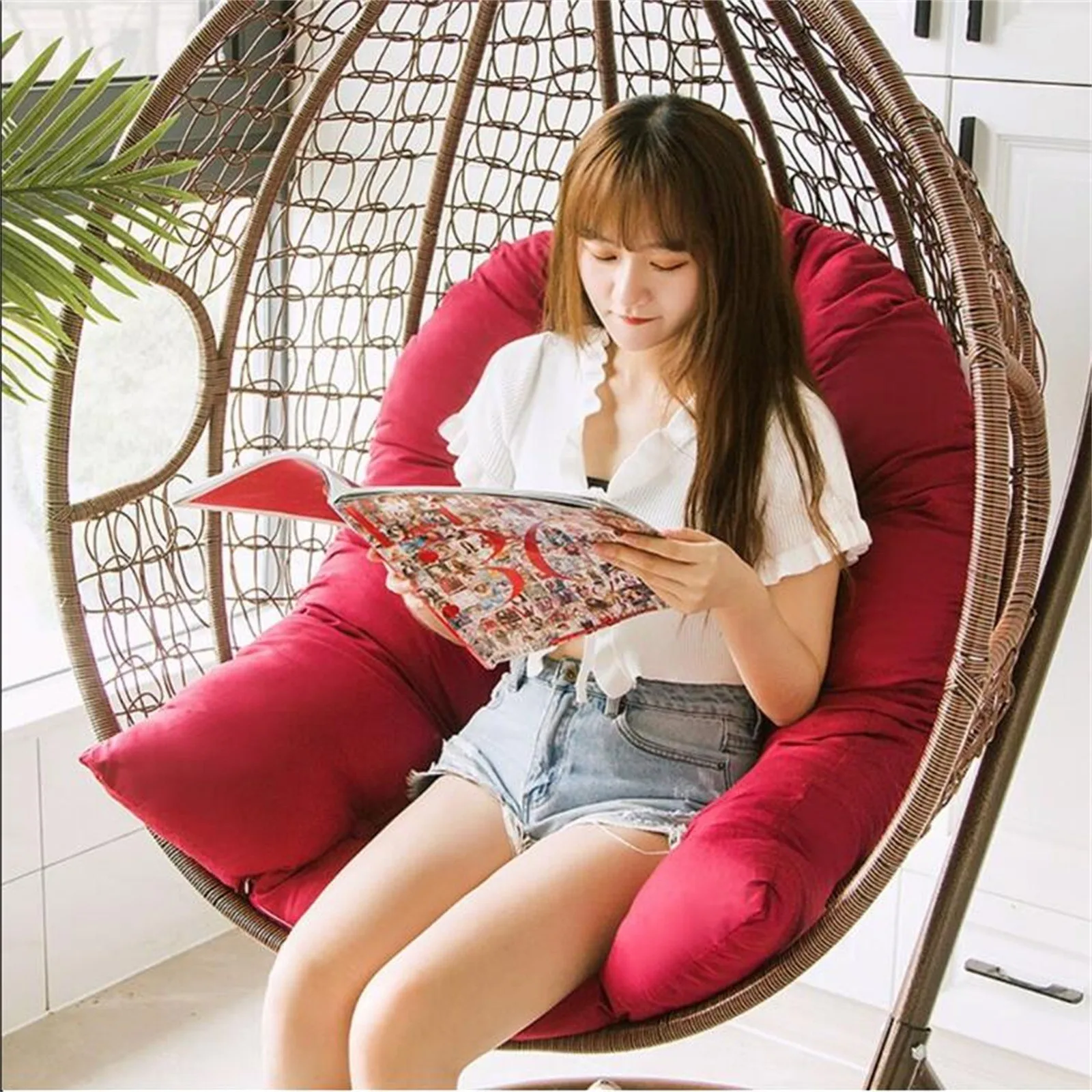 

2021 Hanging Chair Home Decor Garden Bench Cushion Outdoor Indoor Chair Seat Cushion Furniture Upholstered Terrace Hammock Swing
