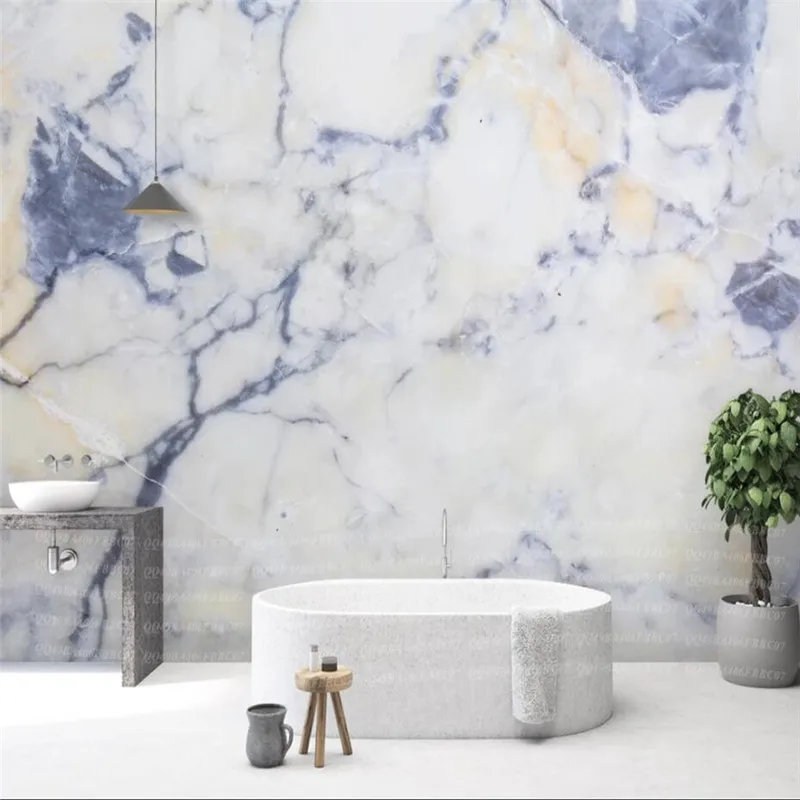 

Настенные 3D-обои на заказ, абстрактная сине-белая фарфоровая текстура, Белый Мраморный фон для стены, украшение для дома
