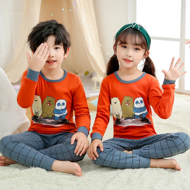

New Cotton Children's Pajamas Sets Winter Baby Girls Boys Clothes Cartoon Kids Sleepwear Long Sleeve Tops Pants Kids Pyjamas Set