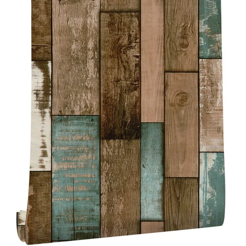 

100x45cm Vintage Style Wood Pattern Waterproof PVC Adhesive Wallpaper For DIY Home Coffee Shop Wall Background Decor