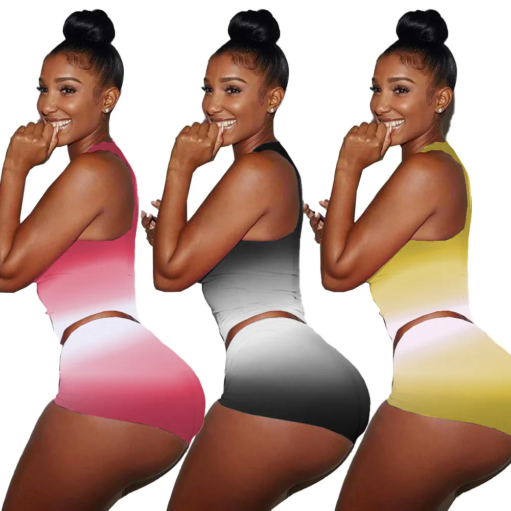 

Summer Beach Strap Two Piece Set Crop Top And Shorts Drawstring Gold Mouth Love Print 2 Piece Set Women Tracksuit Casual Outfits