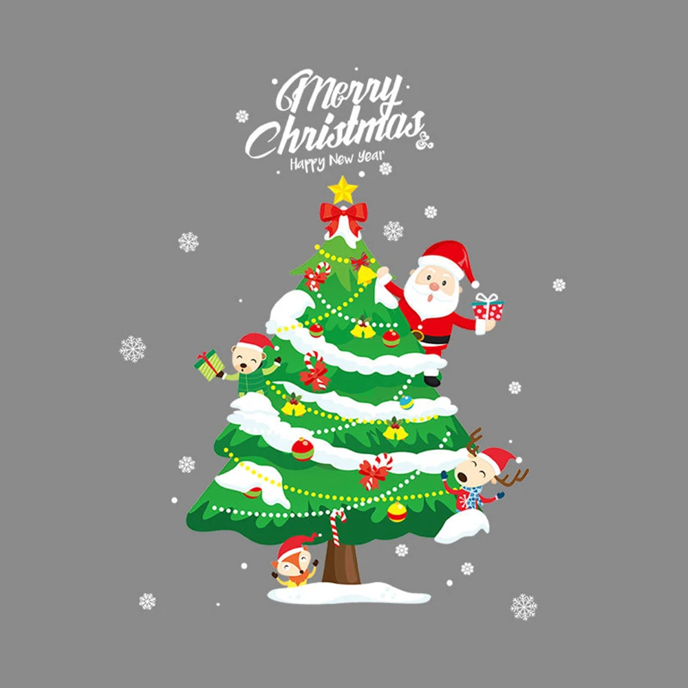 

Large Removable Merry Christmas Wall Stickers Fashion Santa Claus Window Room Decoration New Year Home Decoration Wallpaper