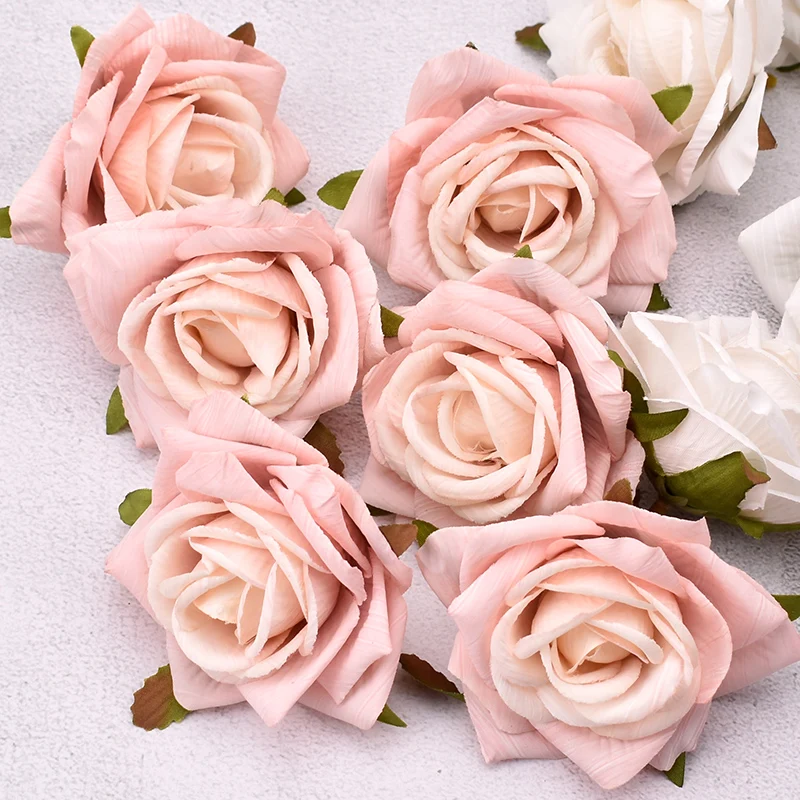 

30pcs 8cm Artificial white Rose of Silk Flower Heads For Wedding Decoration DIY Wreath Gift Box Scrapbooking Craft Fake Flowers