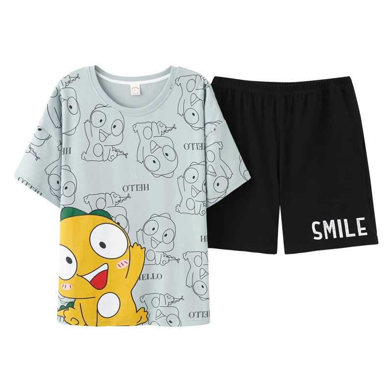 

Homewear Leisure Oversize Women Pajamas Summer Women Pajamas Set Cute Cartoon Print Sleepwear Short Sleeve Shorts Girl Nightwear