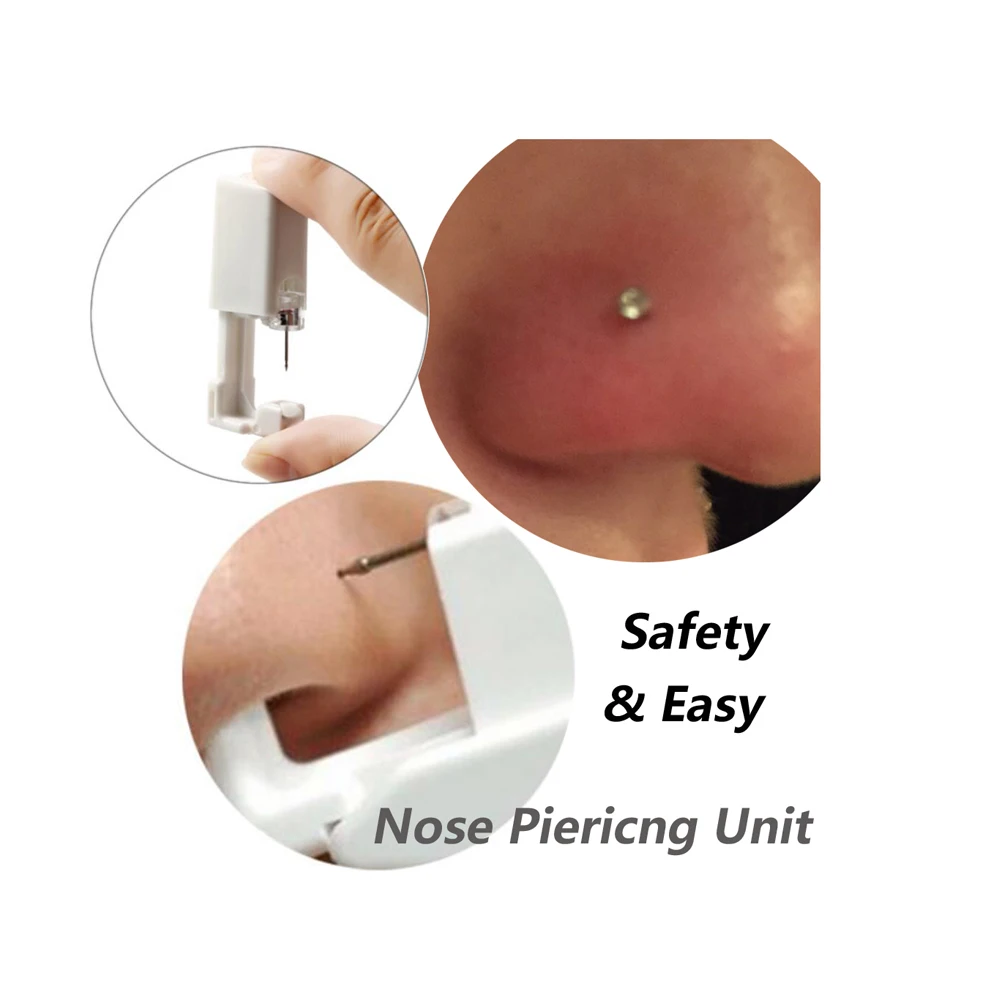 

Disposable Sterile Surgical Steel Nose Piercing Gun Set Jewelry Tool Kit Crystal Stud Ring