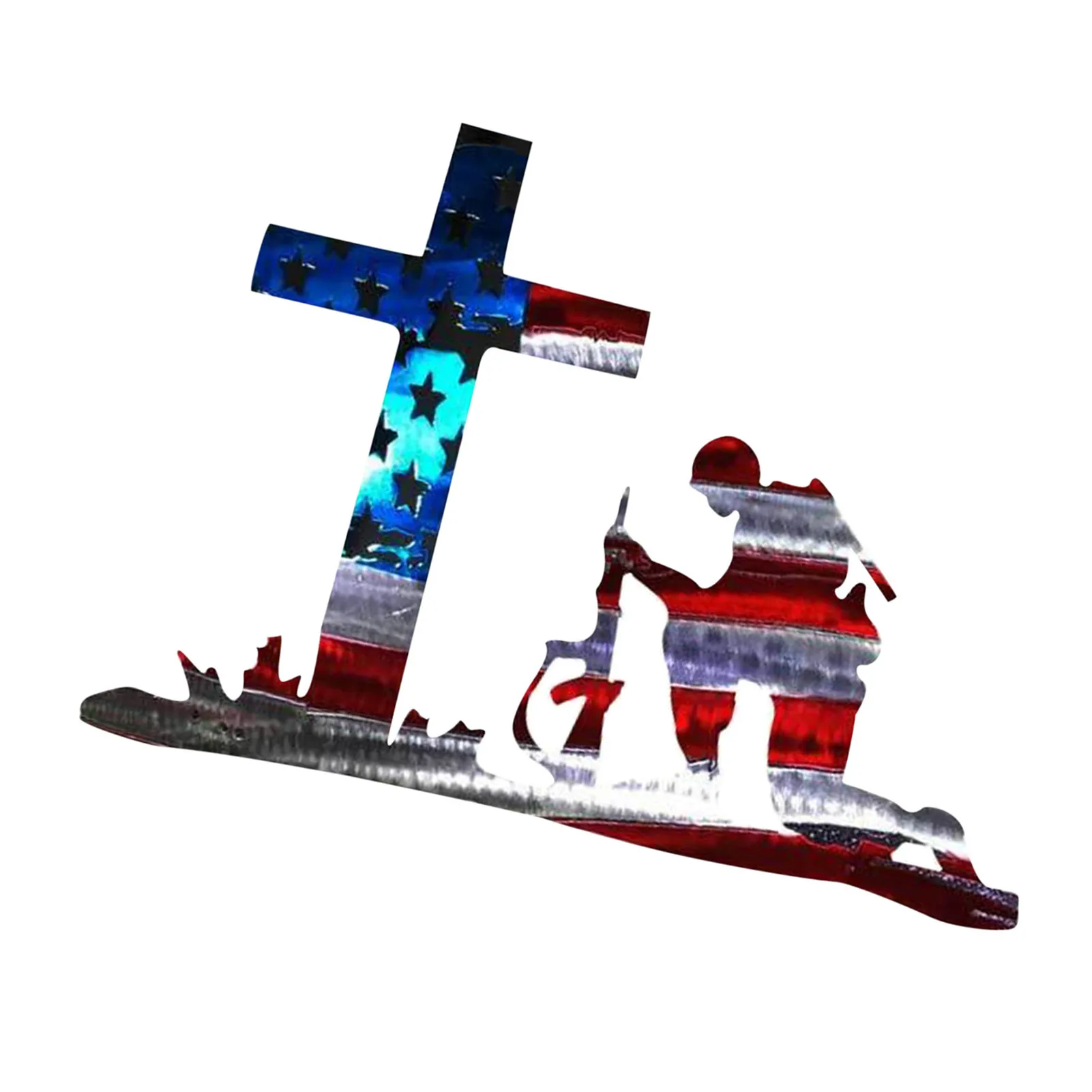 Декоративная стойка на коленях солдатика Американский крест выветриваемый знак
