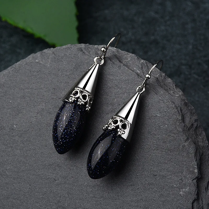 

New Classic Pear Shape Lapis lazuli Women Wedding Drop Earrings Silver Color High Quality Female Timeless Earring Jewelry