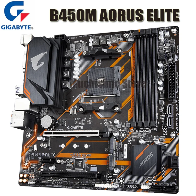 Разъем AM4 для Gigabyte B450M AORUS ELITE материнская плата DDR4 M.2 128 ГБ PCI-E 3 0 настольный