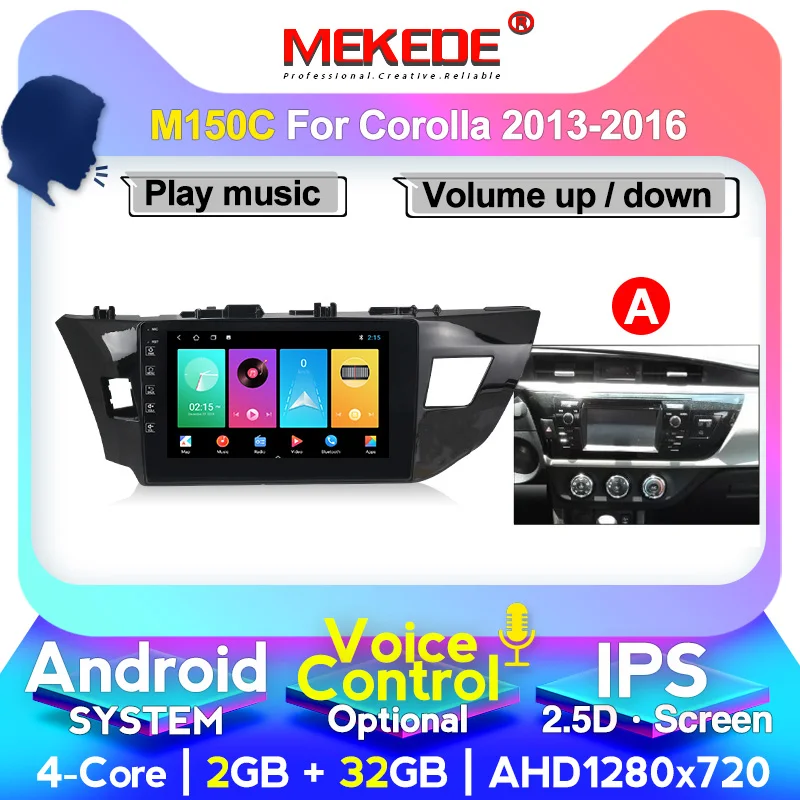 Мультимедийное радио MEKEDE 8 ядер 64 Гб ПЗУ для Toyota Corolla 2014 2016 Wi Fi 4G GPS
