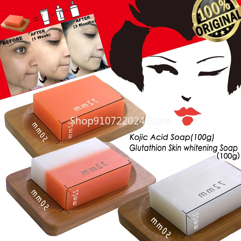 

Kojic Acid Glutathion Skin Whitening Soap Dark Black Skin Lightening Soap Kojic Acid Glycerin Brighten Face Body Skin Bleaching