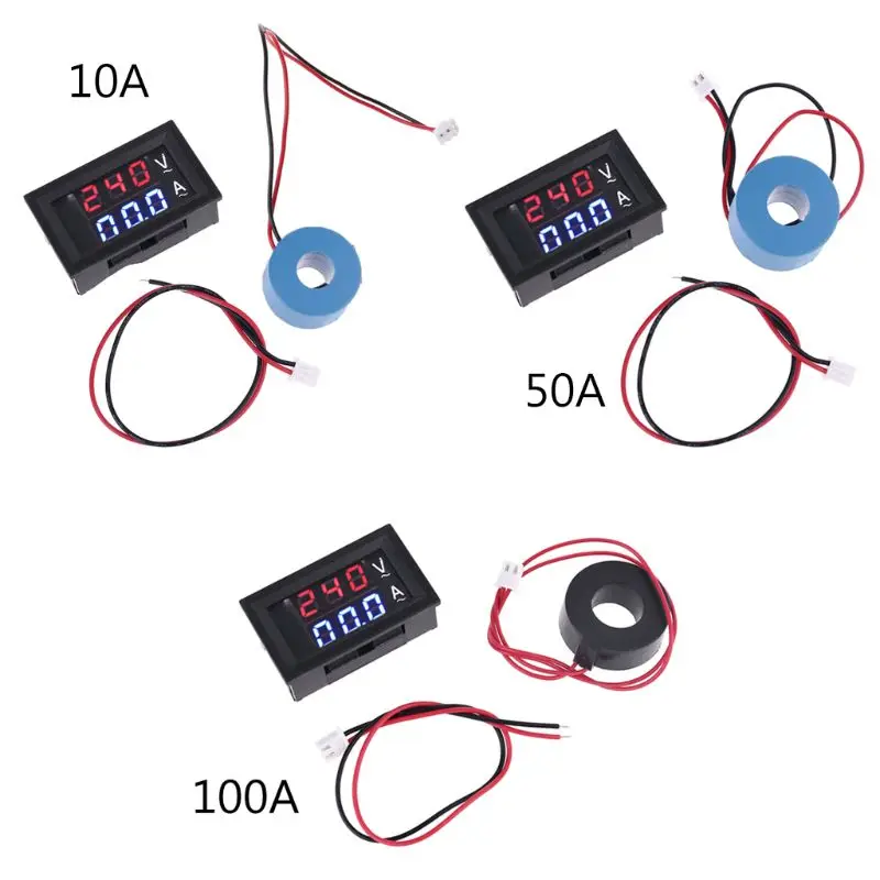 0.28" Digital Voltmeter Ammeter AC 60-500V 10A 50A 100A Current Meter Volt Gauge with Transformer | Инструменты