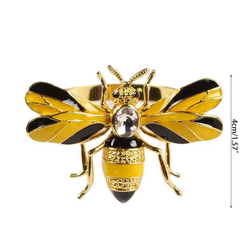 

6Pcs Napkin Rings Set of 6, Bee Metal Napkin Rings Tablecloth Accessories, Dinning Ta