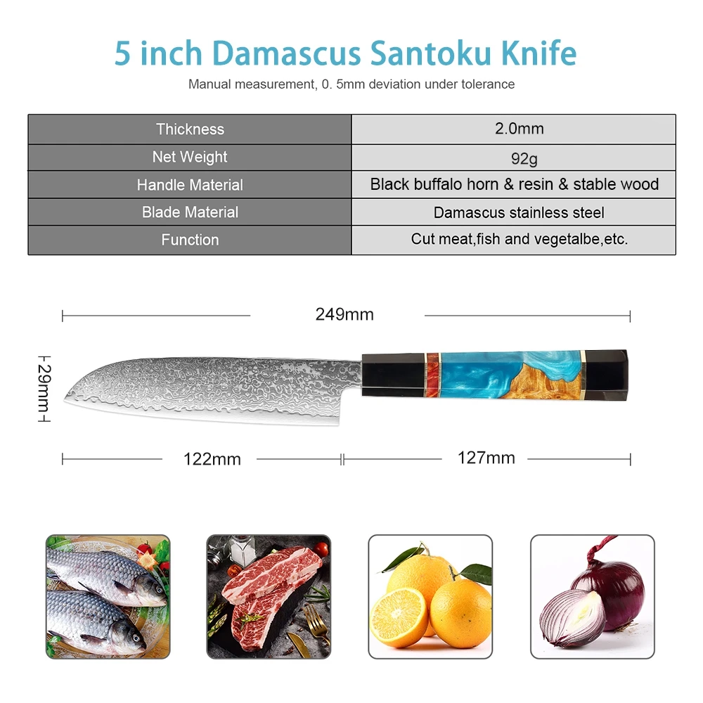 xituo 5 inch santoku knife japanese damascus vg10 steel 67 layers chef knife kitchen knives gadgets tools kitchenware tableware free global shipping
