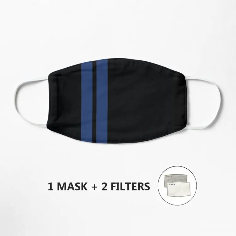 

Racing stripes (blue & black) Mask Mascarilla Protective Dustproof Adult Unisex bacteria proof Care face Mask