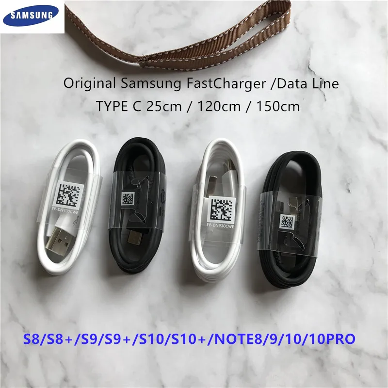 Оригинальный кабель для Samsung типа C 25/120/150 см быстрое зарядное устройство Galaxy S8 S9