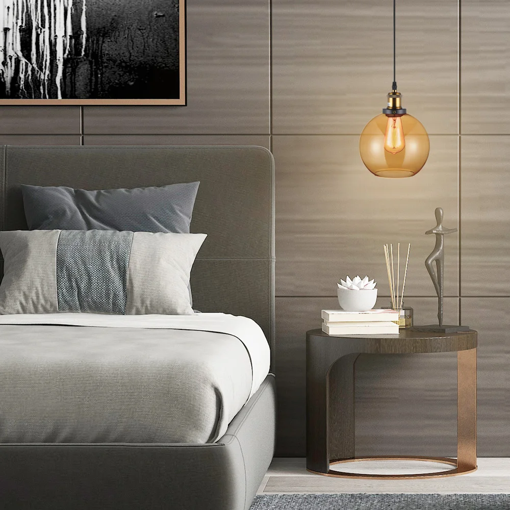 

Lampshade Ceiling Light Bedroom Living Room Lighting Fixture Home Restaurant Cafe Pendant Vintage Industrial Style Clear Glass