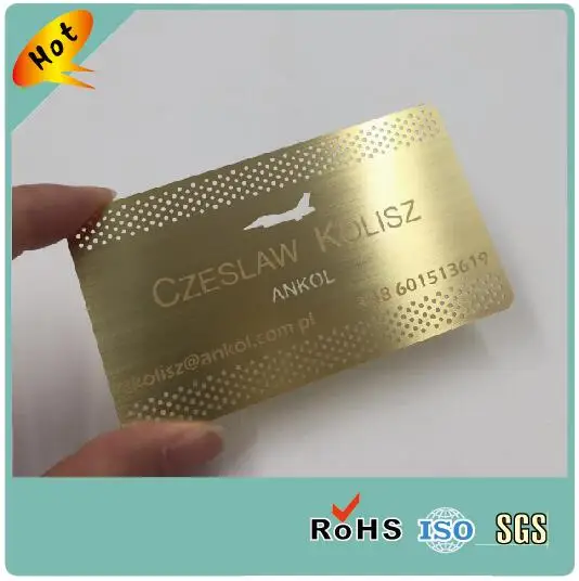 Gold plated brushed metal business card