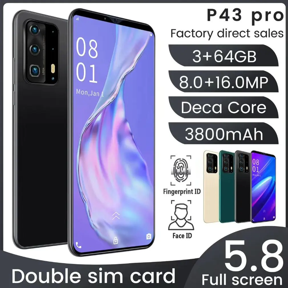 

P43 5.72inches Smartphones 3+64G Full Screen mobile phone fingerprint Dual Card Android Phones