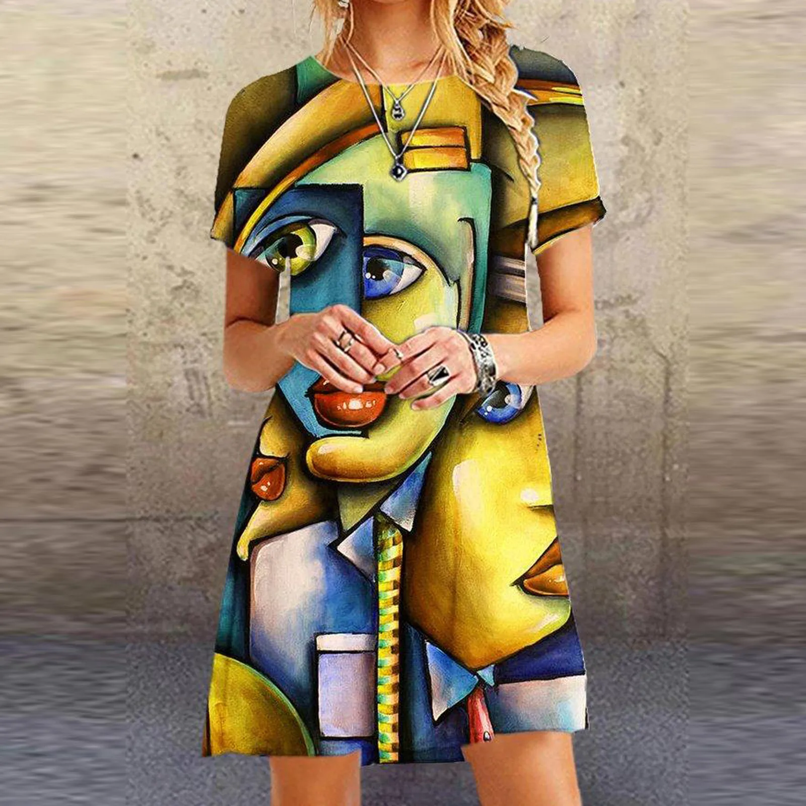 

Women Big eye totem Splicing Dress Ladies Summer Fashion Cold Shoulder Floral Print Elegant Maxi Long Dress Pocket Casual Dress