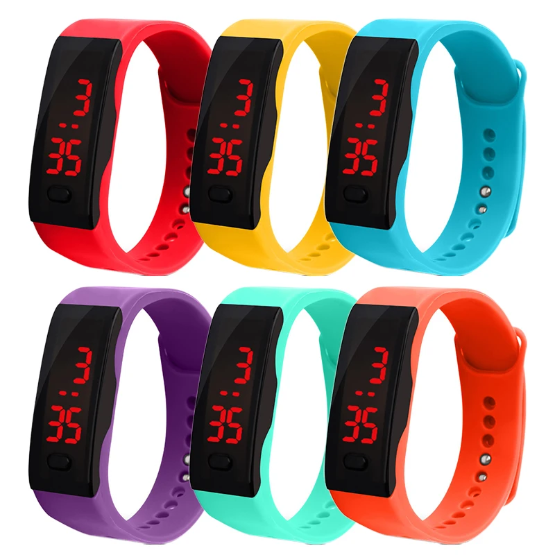 Модные детские часы светодиодные спортивные мужские и женские для мальчиков