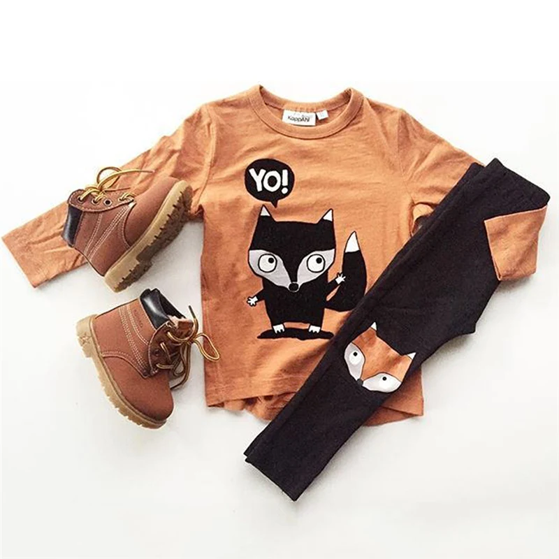 Осень-зима 2019 Детская Хлопковая футболка с мультяшным животным для маленьких