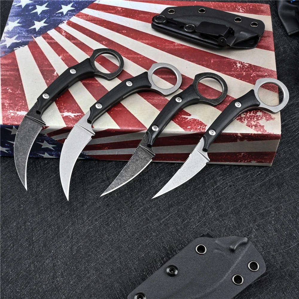 D2 Steel Knife G10 Handle Outdoor Camping Utility Self Defense EDC  Military Tactical Knives Survival Hunting CS GO Karambit