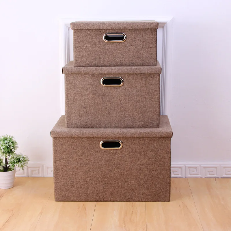 

cotton linen Fabric folding storage box Kids Toy organizer Handles for Home Closet Bedroom Drawers S6S11L14