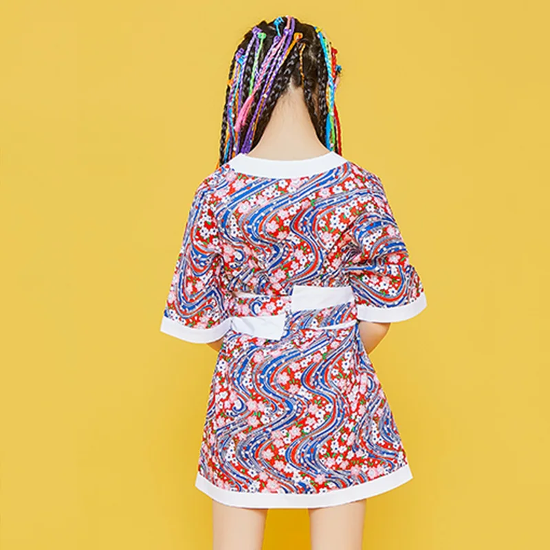 

New Girls Hip Hop Outfit Chinese Style Printed Dress Children'S Jazz Dance Costumes Kids Modern Stage Performance Wear