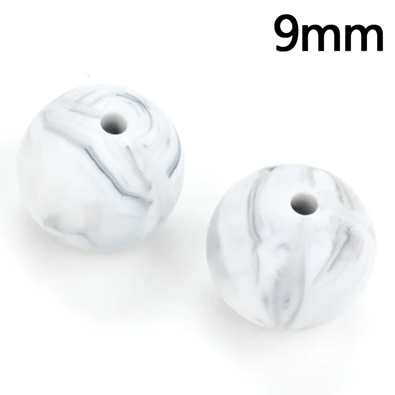 Marble LOFCA 50 шт./партия 9 мм Силиконовые Бусы Длинные Прорезыватели для зубов еда без бисфенола-а класс детский Прорезыватель жевательные DIY ювелирные изделия ожерелье изготовление - Цвет: Marble