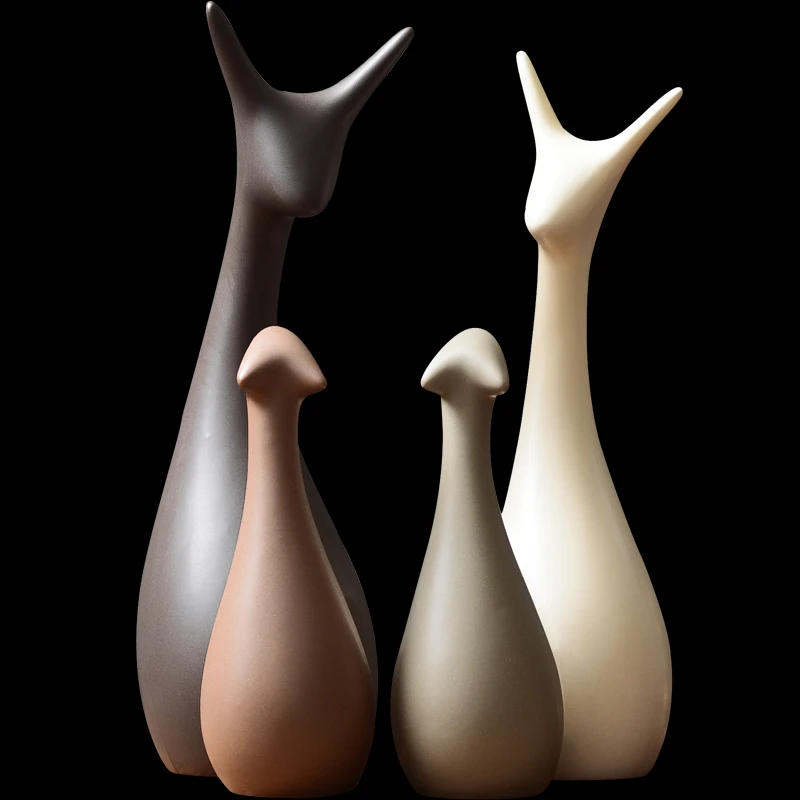 Керамические фигурки оленя и кролика в скандинавском стиле современный