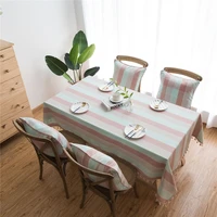 cotton linen stripe tassel tablecloth restaurant living room table cloth wedding party home decor table cloth cover