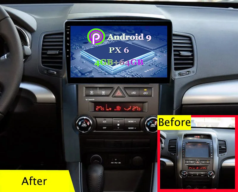 9 дюймов 4G + 64G PX6 android 0 автомобильный dvd-плеер для Kia Sorento 2009-2012 аудио Радио