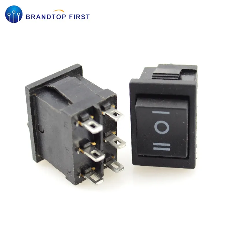 AC 6 a/250 V 10 A/125 V 6 Pin 21*15mm 2 положения 3 положения лодка кулисный переключатель вкл. Выкл. Переключатель KCD1 черный 21x15mm